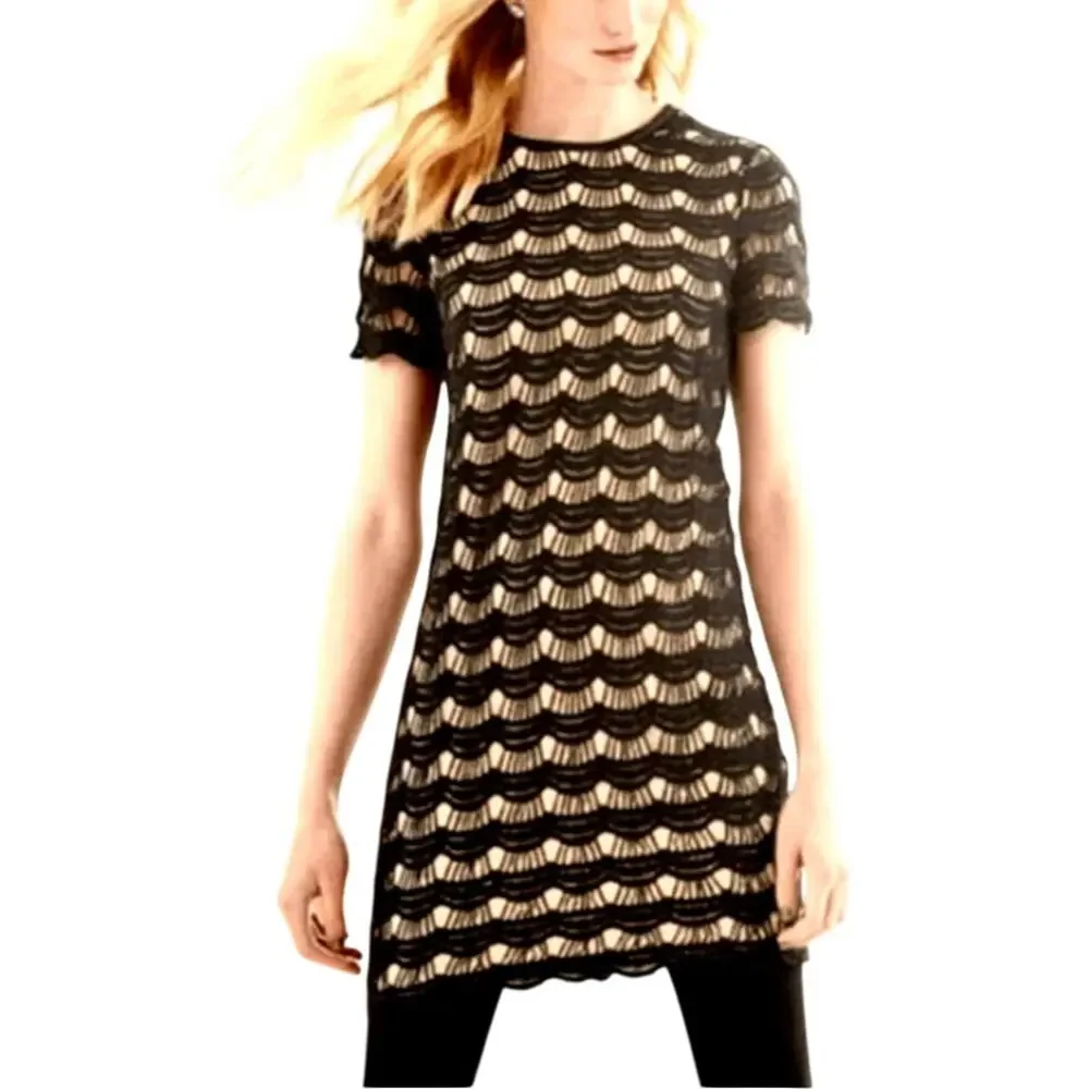 Kate Spade Virginia Black Lace Sheath Dress with Nude Lining Sz 2 Scallop Edges
